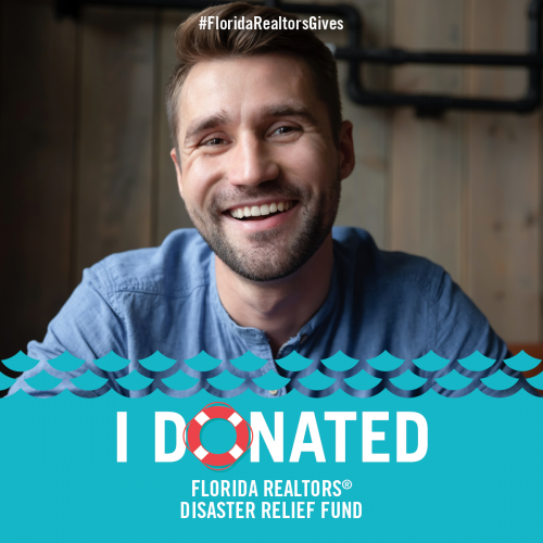 i donated florida realtors disaster relief fund facebook frame with photo of man