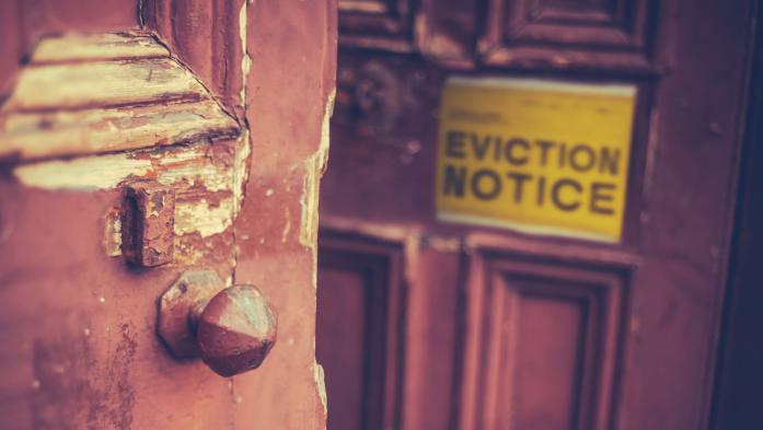 Eviction notice on door