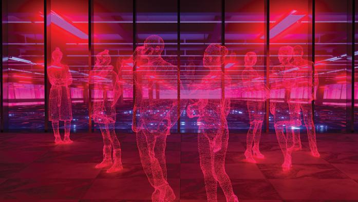 illustration of virtual people in a virtual world