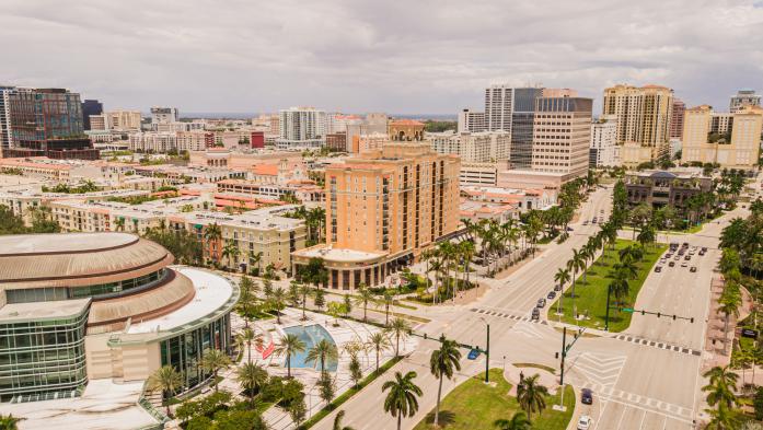 Aerial shot of downtown West Palm Beach