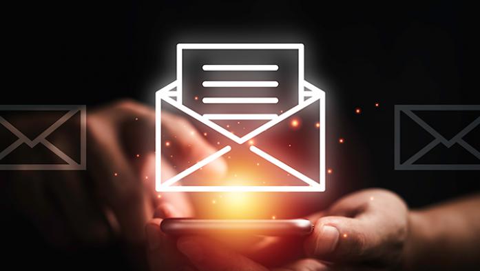 hand sending email with phone photo illustration