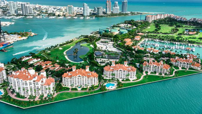 Aerial view of Fisher Island, part of Miami