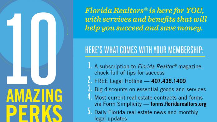 10 amazing perks of being a Florida Realtors member infographic