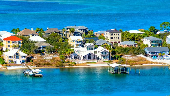 Luxury homes on a barrier island near Florida's Emerald Coast
