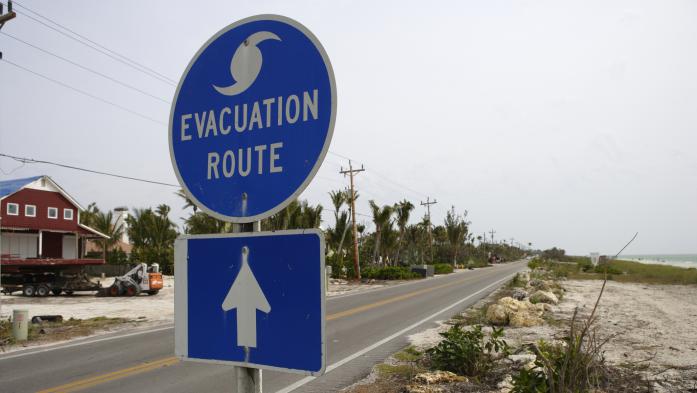 hurricane evacuation route sign along florida highway