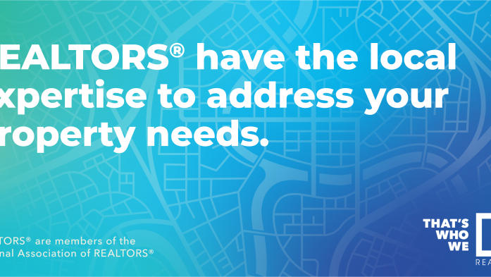 NAR "Who We R" digital banner ad on blue background