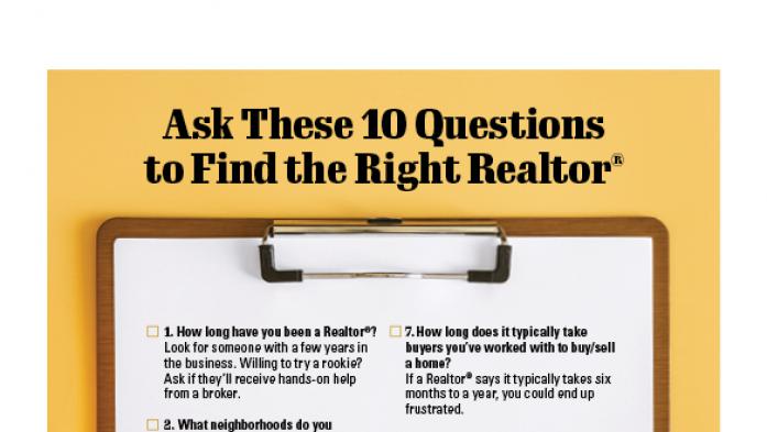 Ask These 10 Questions to Find the Right Realtor infographic