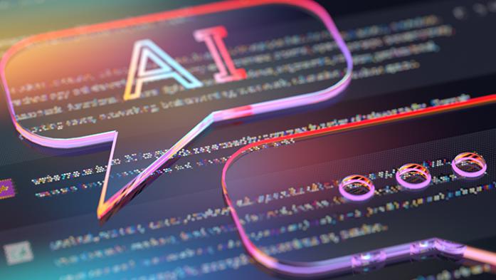 digital illustration of dialogue bubbles with AI inside