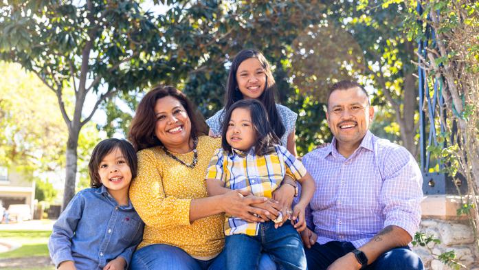 Young Mexican Family Portrait in the Park