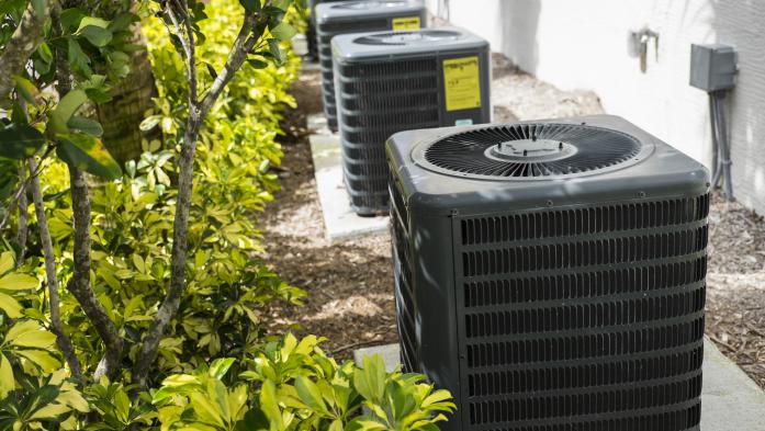Florida air conditioning unit in garden 