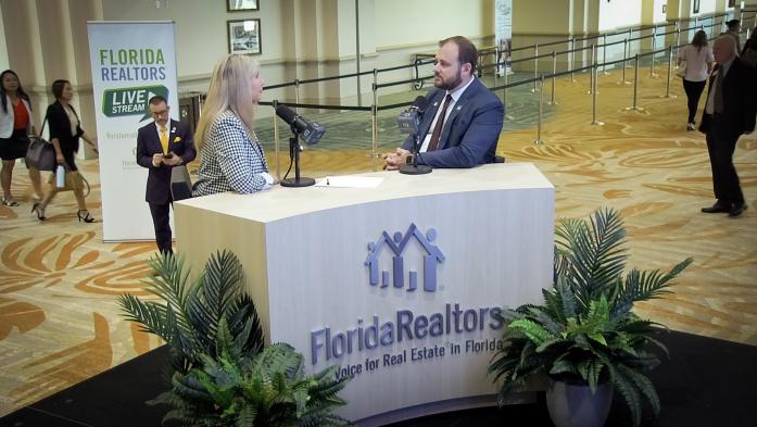Jonathan Lickstein being interviewed during 2025 Florida Realtors Convention