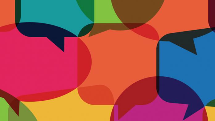 digital illustration of colorful dialogue bubbles overlapping