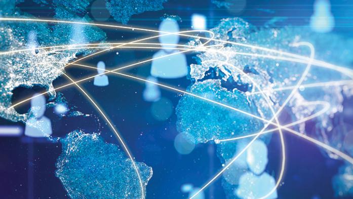 Digital illustration of global network 