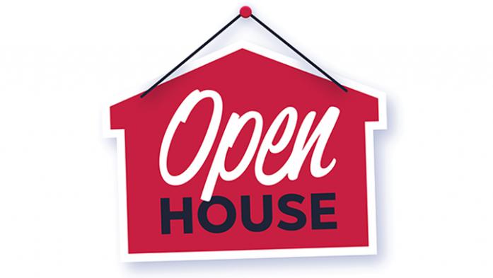 Red open house sign