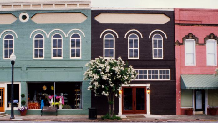 row of downtown businesses