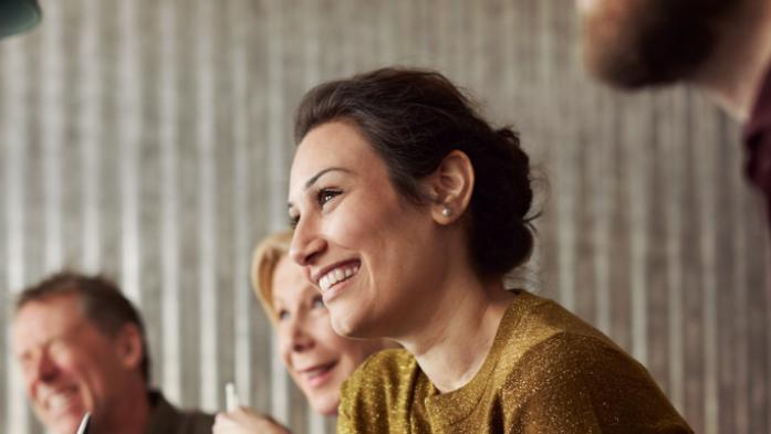 office workers smiling