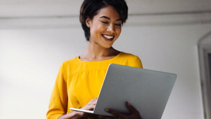 woman using laptop