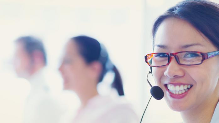 woman using a headset