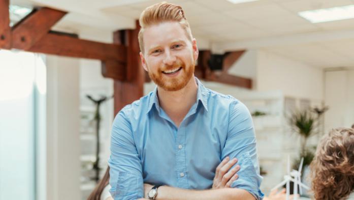 young professional man in casual office