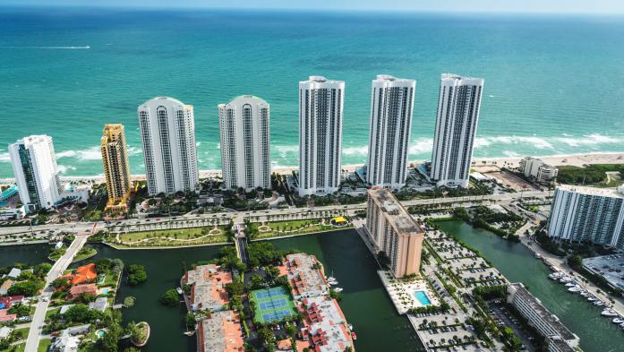 high rise beach condos aerial