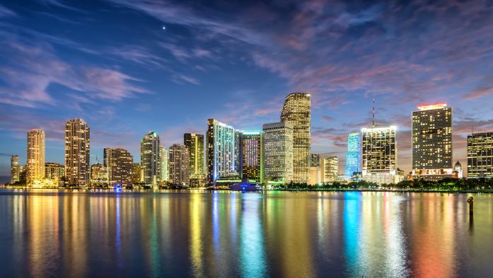 Miami skyline at night