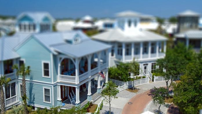 houses in neighborhood pictured from above