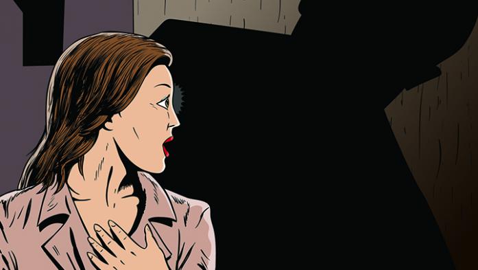 Woman afraid of stranger