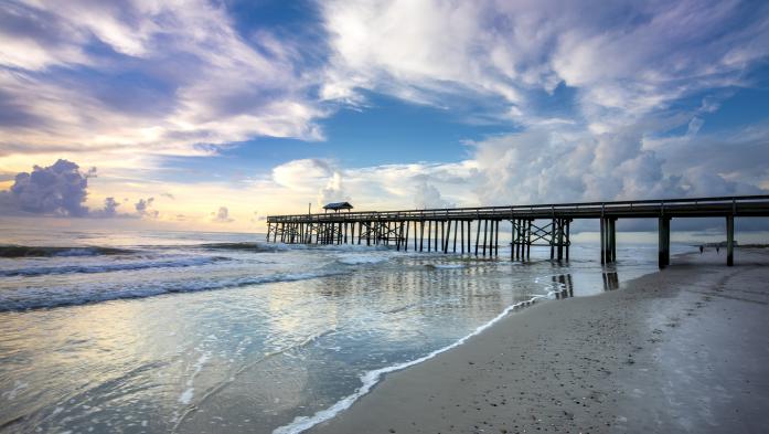 Florida beach pier at sunset