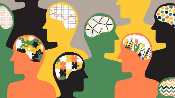 illustration of people with different types of brains