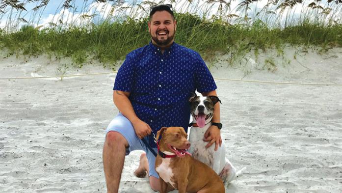 Steve Rodriquez with his dogs