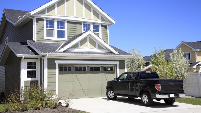 pickup truck in driveway