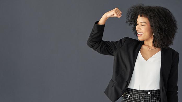 Woman showing her muscle