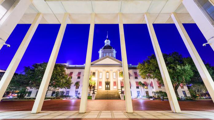 View of the Old Florida Capitol Building from across the Capitol courtyard