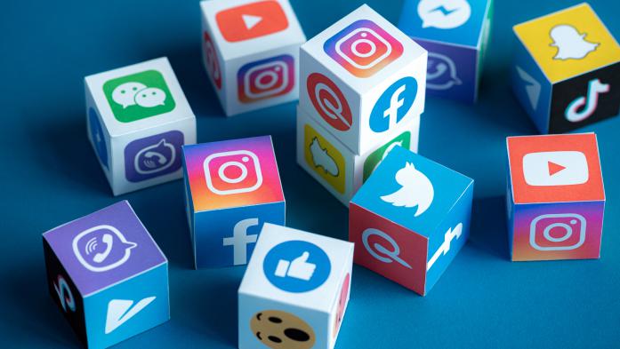 Blocks featuring different social media logos