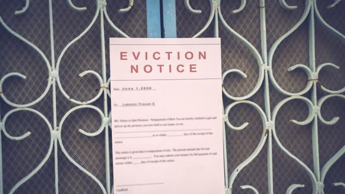 eviction notice posted on screen door