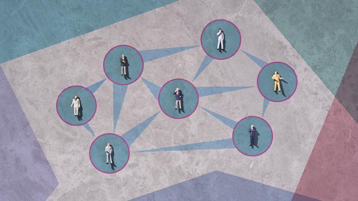 Illustration of people social distanced