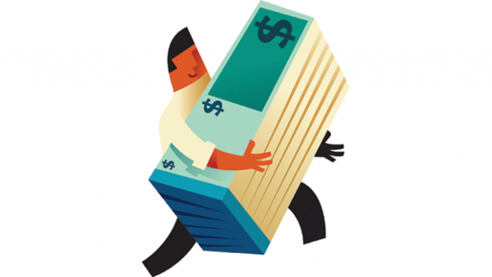 Illustration of a man holding money